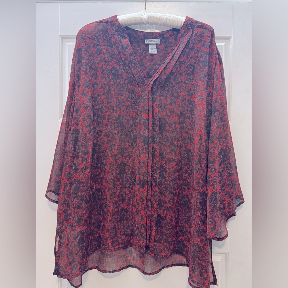 Catherine’s Red and Black Top, sz 3x